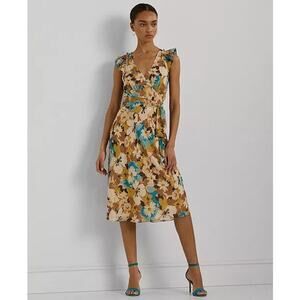 Black Label Lauren Ralph Lauren Floral Empire Waist A-Line Dress Boho‎ Gypsy Sz4